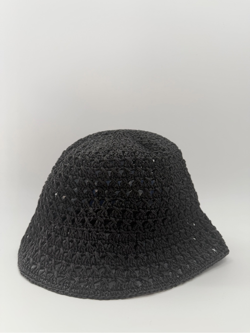 Cos Open Weave Straw Bucket Hat In Black